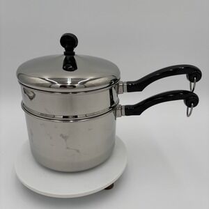 Farberware Steel Bottom 2 Qt 95a Saucepan‎ and Double Boiler  w/ Lid